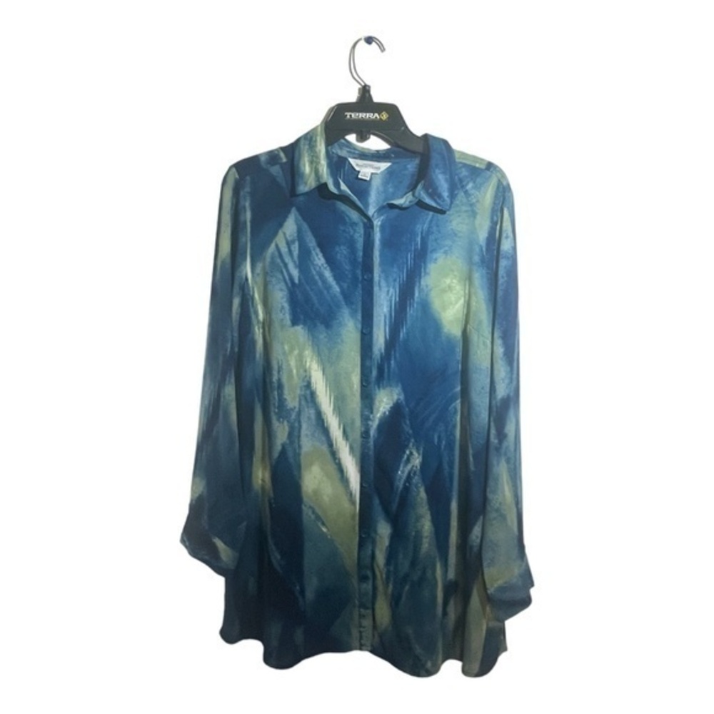Northern Reflections Womens Long Sleeve Button Down Blouse Lightweight Oversized